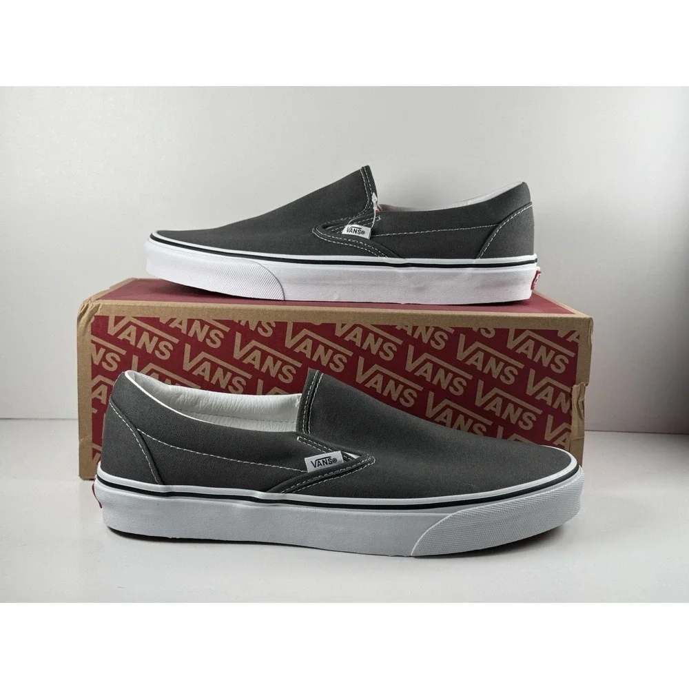 Vans Classic Slip-On Sneakers Men's Size 6.5‎ Charcoal/White VN000EYECHR